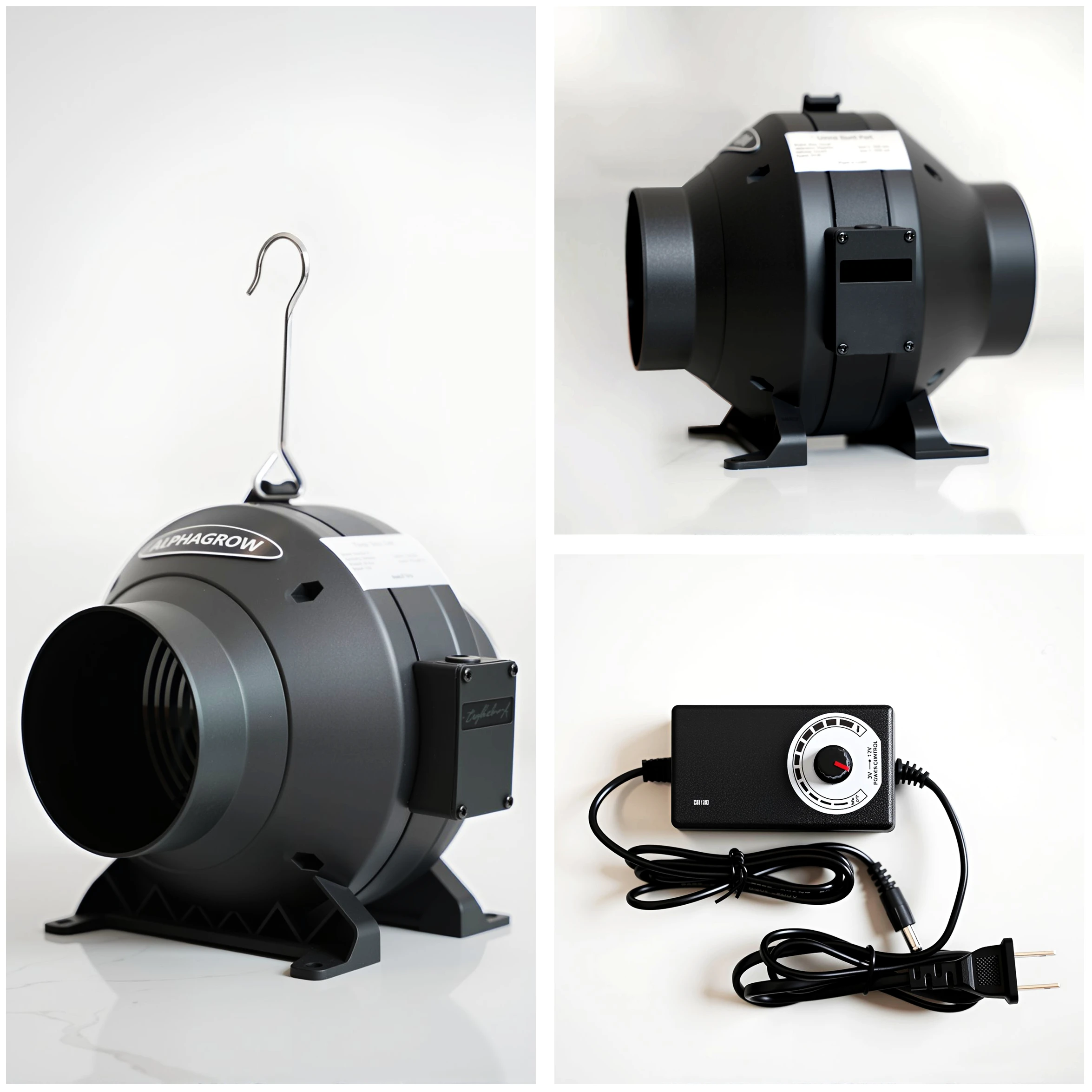 ALPHAGROW Ultimate Grow Tent Fan Solution 175 CFM وحدة تحكم في سرعة نظام القناة المضمنة مع قناة 8 أقدام مع قارنة مطاطية، #6