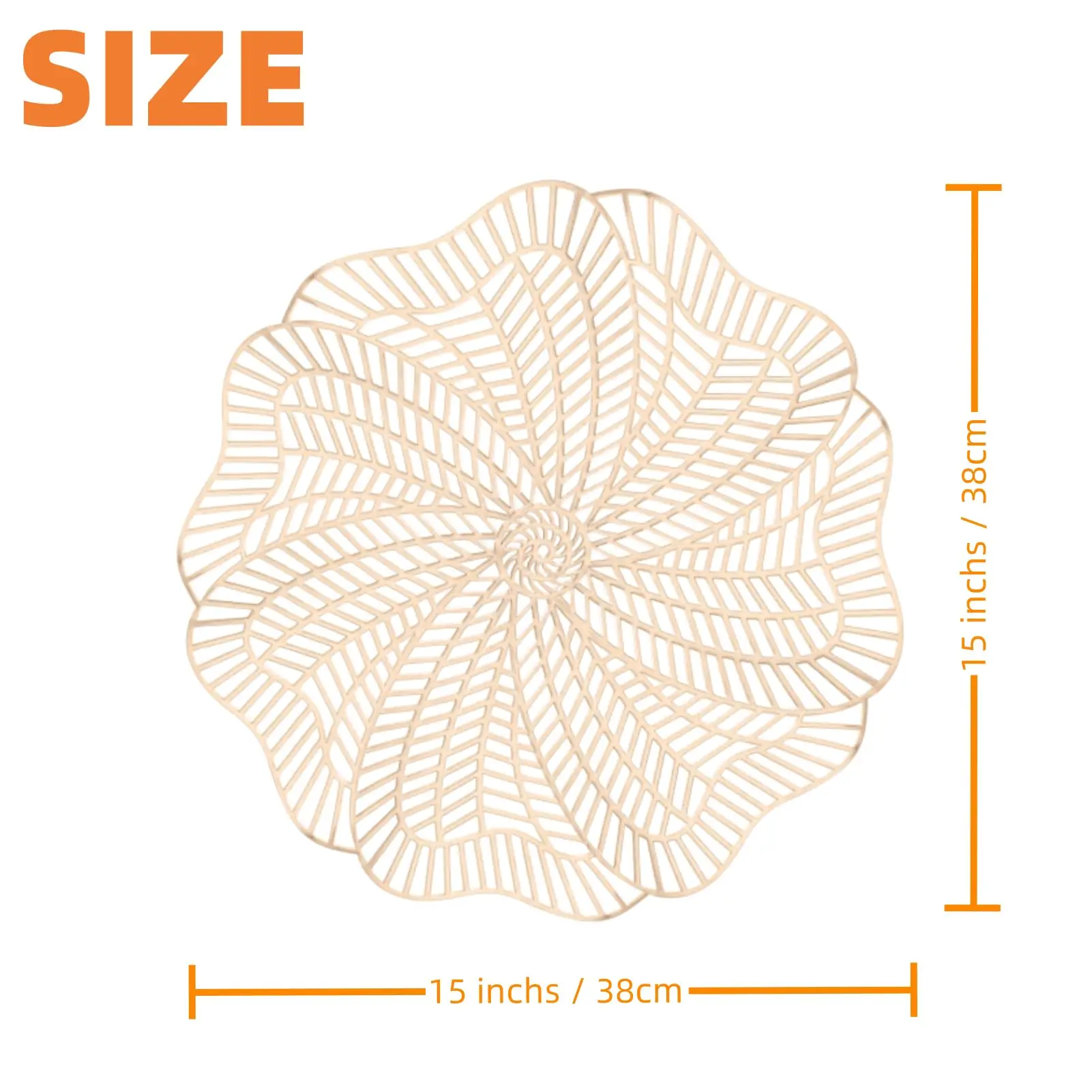 15 Inch Round Placemat Modern Table Mats Hollow Washable Heat-Resistant Non-Slip Table Place Mats for Wedding Christmas Decor