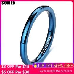 Somen 2mm Rings For Women Blue Slim Titanium Ring Female Engagement Wedding Band Male Fashion Jewelry Bague Homme Anillos Mujer