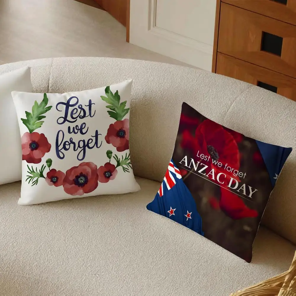 Solemn Patriotic Historic ANZAC Day Cushion Cover Sofa Home Decor Living Room Accessory Holiday House Cushion Shell