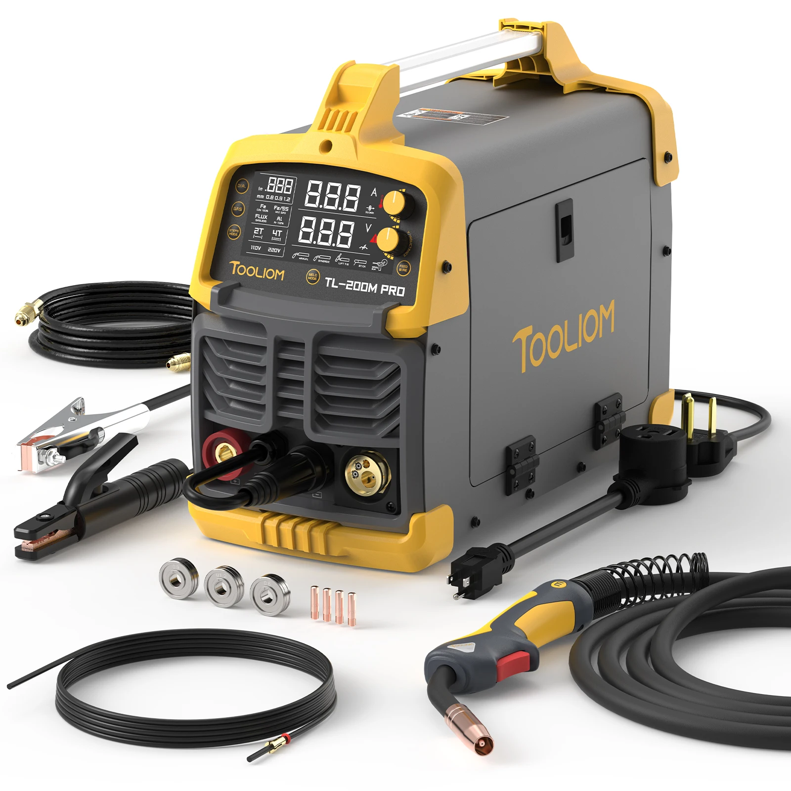 TOOLIOM 200A MIG Welder 4 in 1 MIG/Flux MIG/Lift TIG/Stick Welder 110/220V Dual Voltage Aluminum Welding Machine