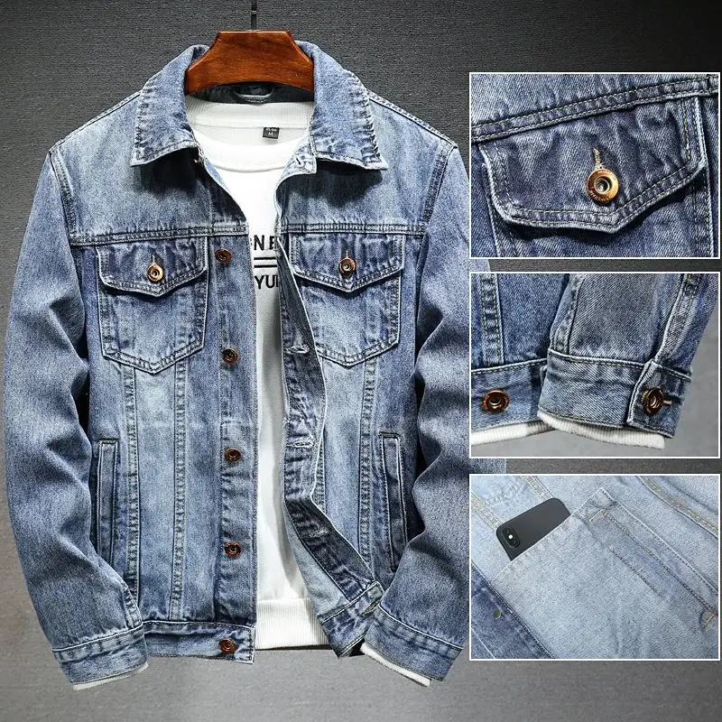

6XL 5XL Мужская джинсовая куртка Ruffian Casual V-Ne ort Sve Youth Faion Special Wide Fit Осенний сезон Бренд Tide