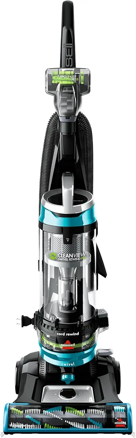 

Swivel Steering Bagless Vacuum with Automatic Cord Rewind, Large Capacity Dirt Tank for Powerful Pet Hair Pickup
