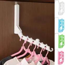 Foldable Clothes Hanger Rack Portable ABS 5 Holes Closet Organizer Space Saving Over Door Drying Clothes Rack