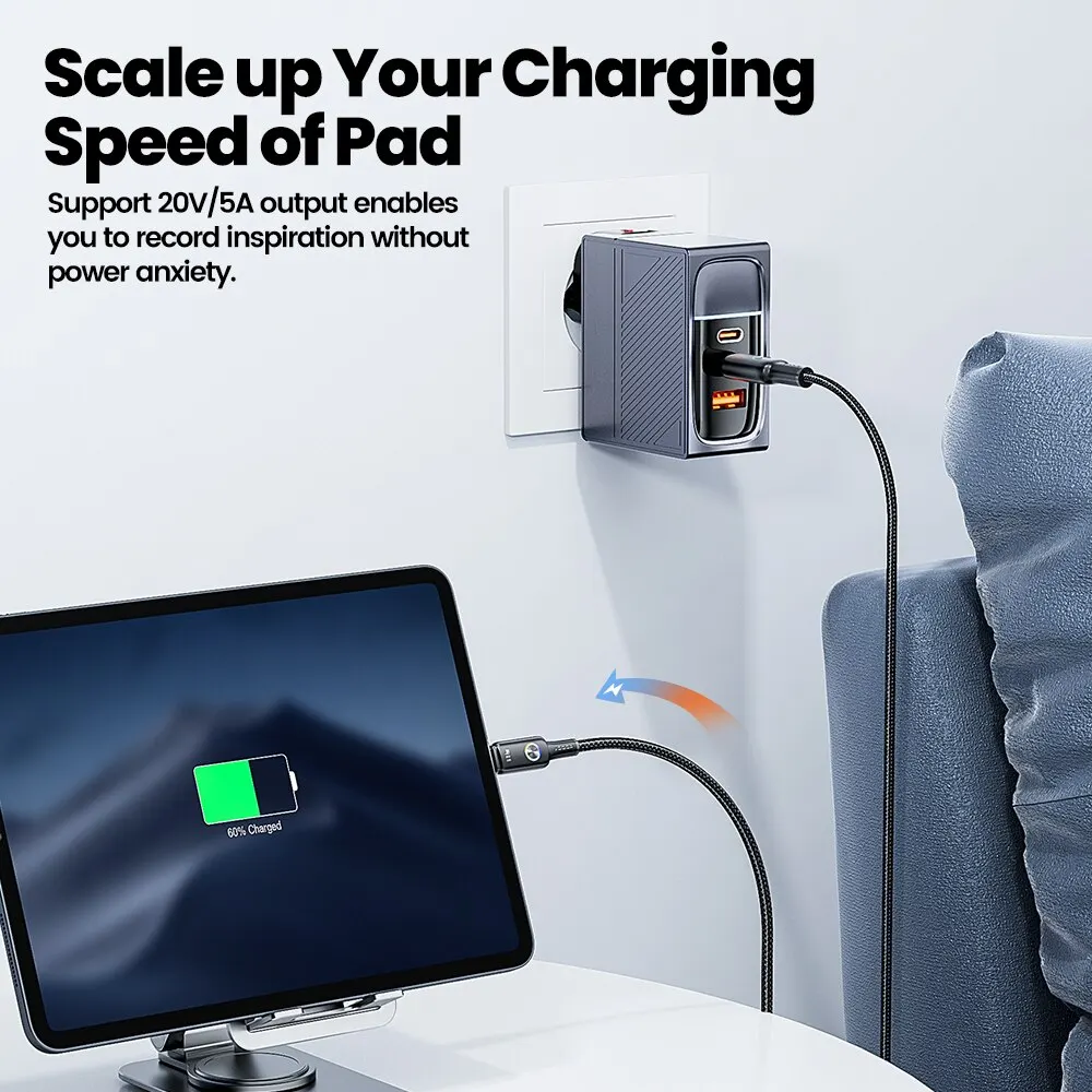 Toocki-Type C to Type C USB كابل ، 5A سريع شحن الحبل ، LED inditor ، USB C إلى USB C كابل لهواوي ، شاومي ، Realme ، سامسونج ، 100 واط