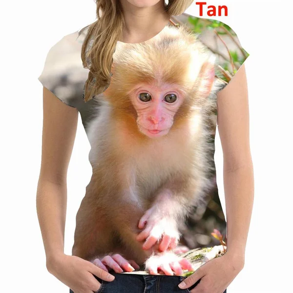 2023 New Fashion Casual Women's 3D Gorilla Funny Monkey T Shirt 3D Printing Summer Cool Short Sleeve Shirt