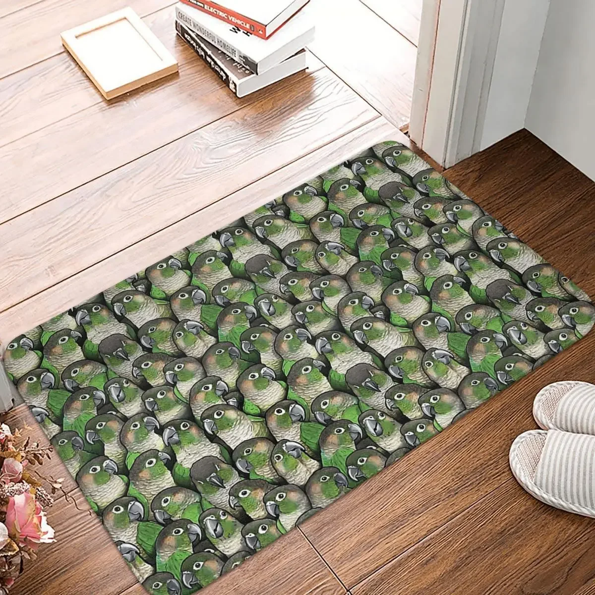 Non-slip Doormat Green-cheeked Conures Carpet Bath Bedroom Mat Outdoor Flannel Decorative