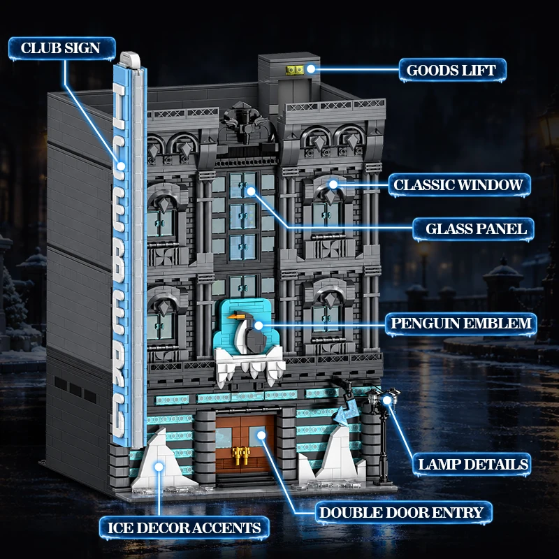 Glacier Lounge Iceberg Club Modular Street View Building Blocks Ice Theme Architecture Model Toy For Adult Collection 3580pcs