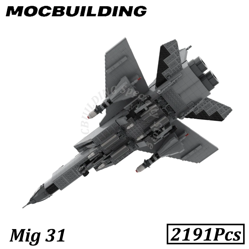 Mig 31 Aircraft Fighter Jet Plane Model MOC Building Blocks Display Construction Brick Toys Gifts Christmas