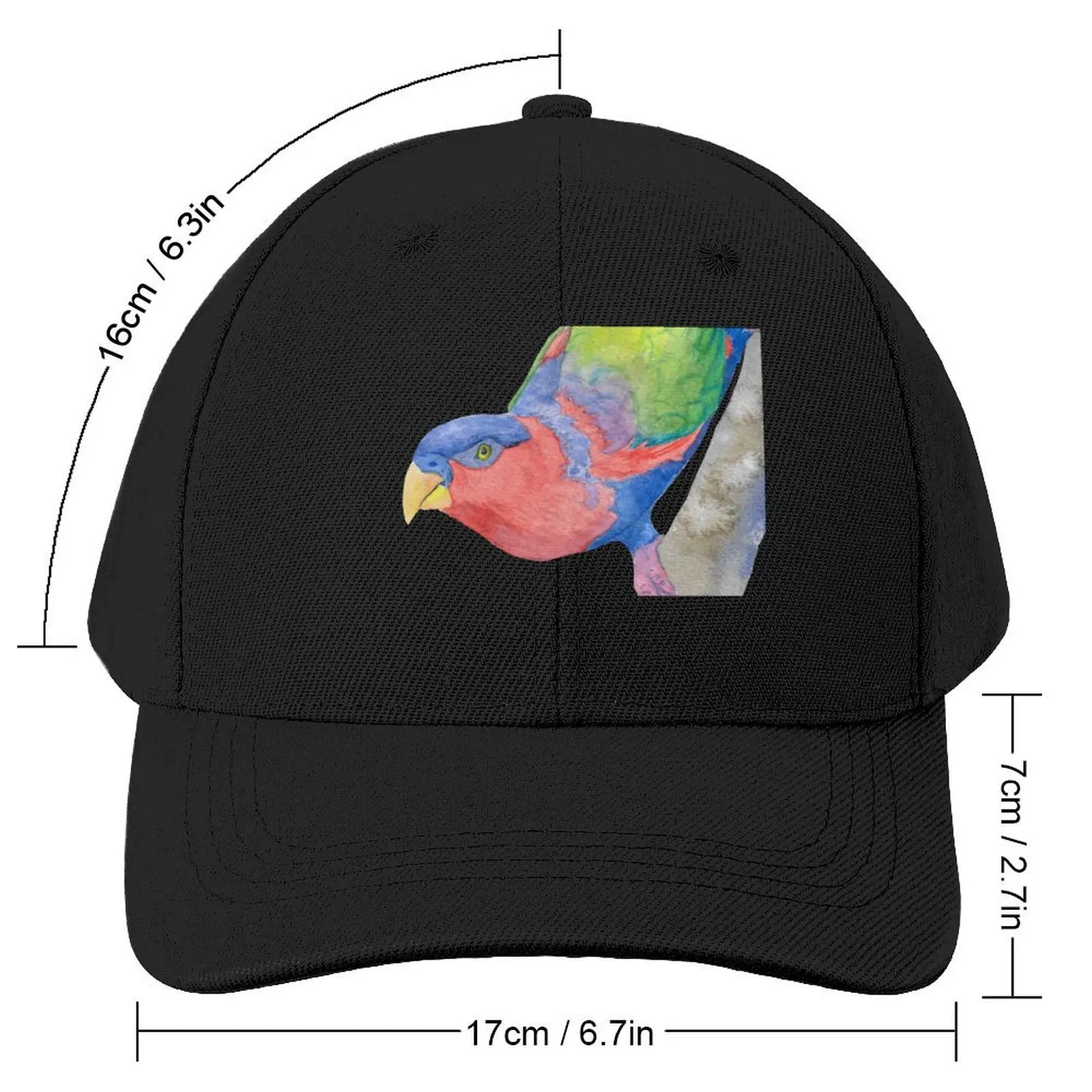 black-capped lory (Lorius lory) watercolor portrait Baseball Cap Sun Cap Beach Trucker Hat dad hat Women's Golf Wear Men's