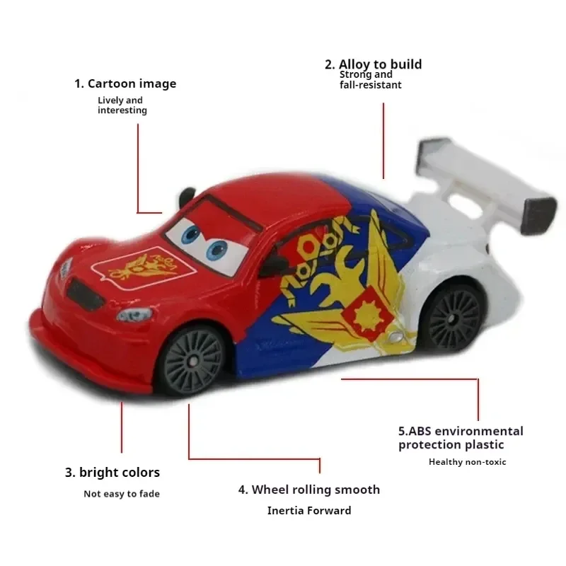 Alloy Disney Pixar Cartoon Cars National Flag Painting  Lightning Mcqueen Toys Metal Model Birthday Gift For Boys