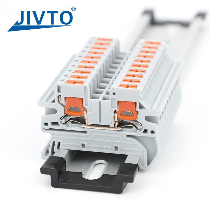 10Pcs PTV 2.5 DIN Rail Terminal Block Side-Entry Push-in Connection 2.5mm² 26-12AWG Cable Wiring Electrical Wire Connector