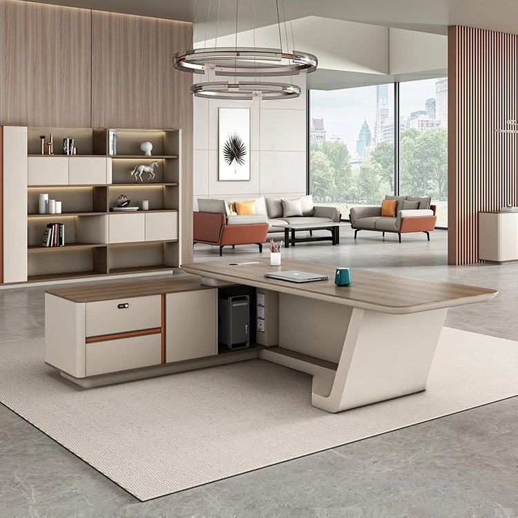 Office atmosphere, modern, simple and fashionable, CEO's high-end painted office desk and chair combination furniture