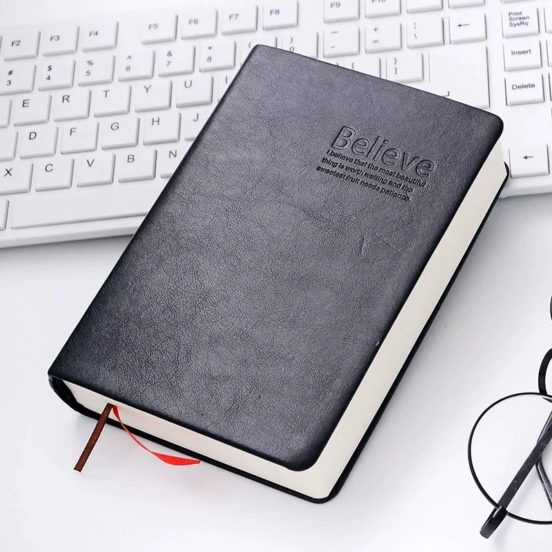 Adult Student A6 Believe Diary Sketchbook Extra Thick Vintage Notebook, Faux Leather Blank notebook A6