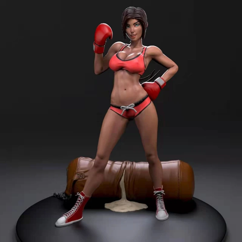 

Girl Boxing Resin Figure 1/24 Scale 80mm Total Height Assemble Model Kit Unassembled Dioramas and Unpainted Statuettes Toys