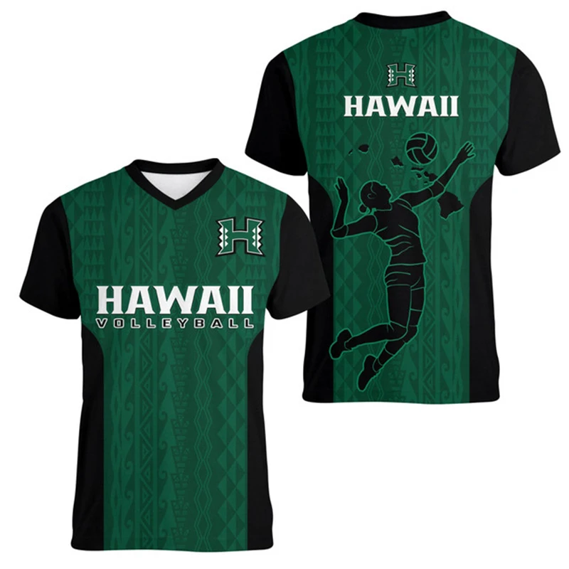 Hawaii Volleyball Tshirt For Men Women Short Sleeve Oversized Sport Tee Shirts Top Gift For Volleyball Polynesia Streetwear Tees