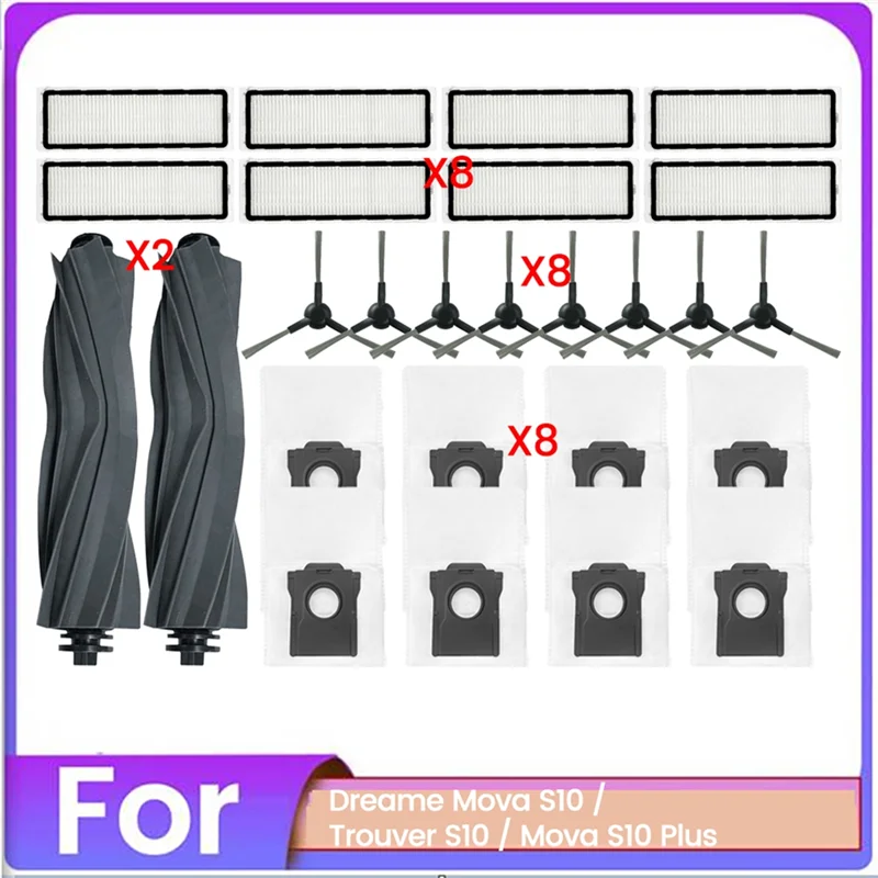 26PCS Brush Dust Bag And Filter Set For Dreame Mova S10 Trouver S10 Mova S10 Plus Vacuum Cleaner Replacement Parts-AA26