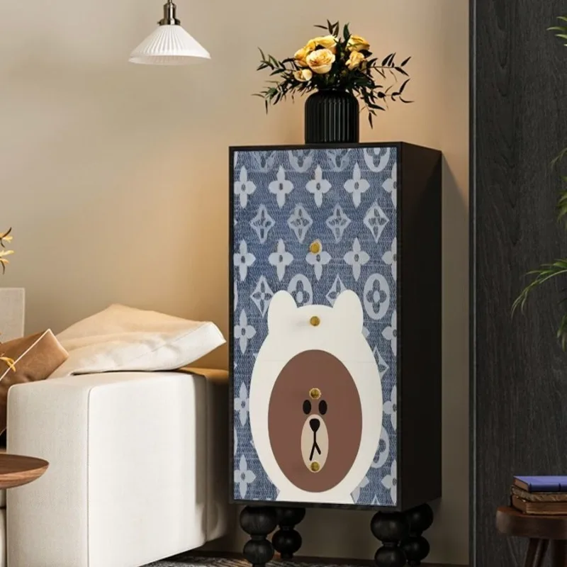 Medieval style living room chest, storage cabinet next to the sofa, walnut solid wood locker, artistic locker, complete cabinet