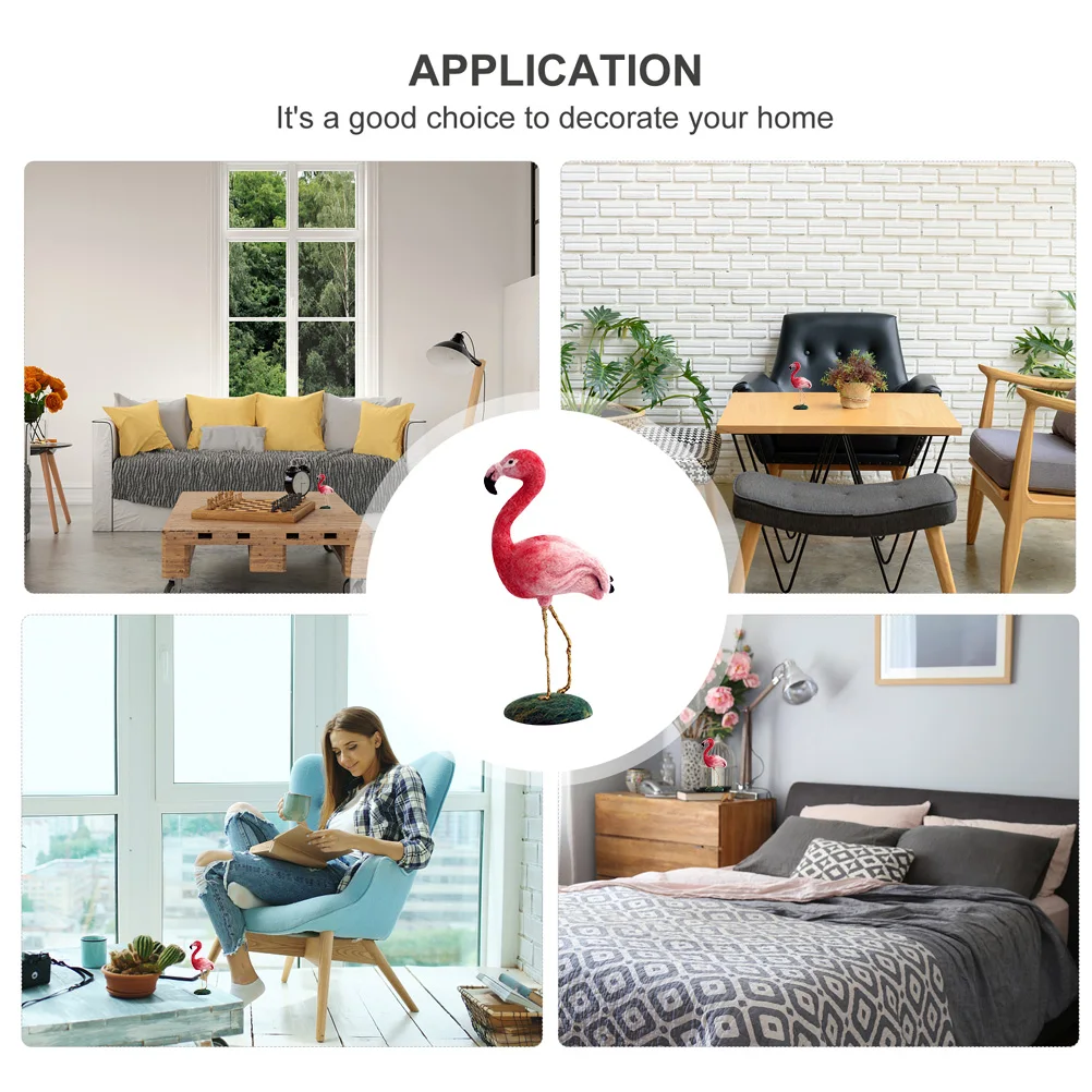 

1Set Wool Felt Flamingo DIY Needle Felting Kit Cartoon Style Handmade Craft Materials Wool Felting Supplies for Creative DIY