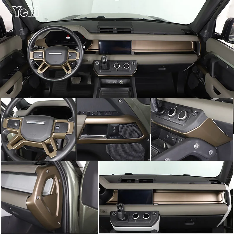 

ABS brown For Land Rover Defender 90 110 2020-23 Car Central Console Panel Decoration Sticker Car Interior Accessories