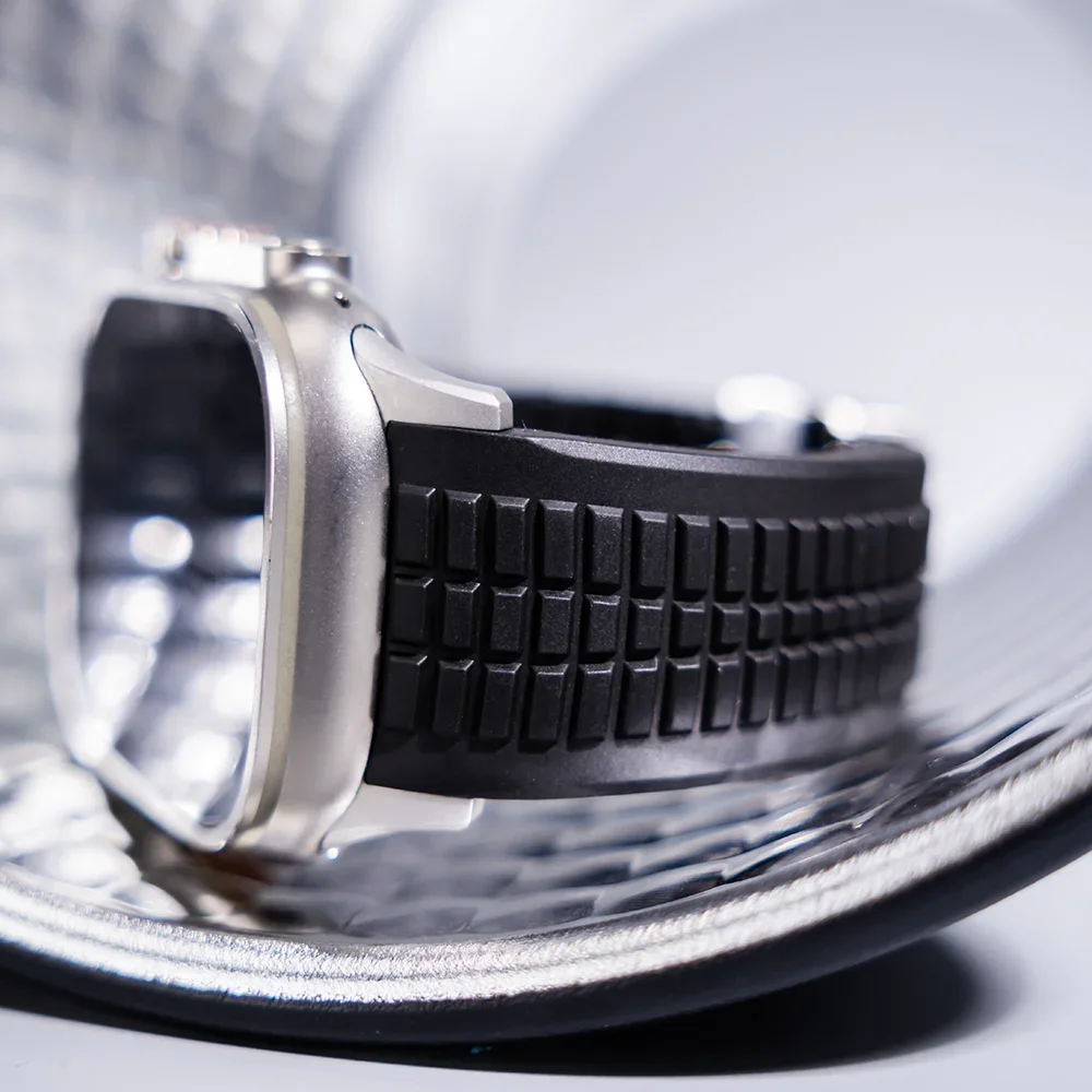 Cinturino sportivo da uomo in silicone per Apple Watch Ultra 2 serie 10 9 8 7 6 SE 5 4 cinturino a strisce di lusso per cinturino iWatch49mm 46mm 45mm 44mm