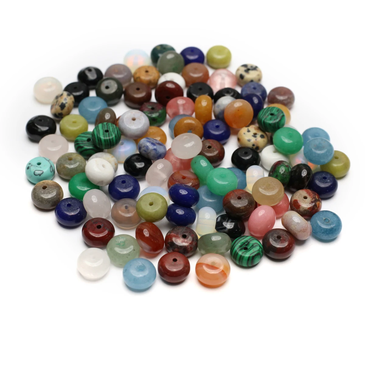 20pcs/pack 6x10mm Random Color Button Bead Natural Stone Crystal Quartz Beads for Jewelry Making DIY Necklace Bracelet Accessory