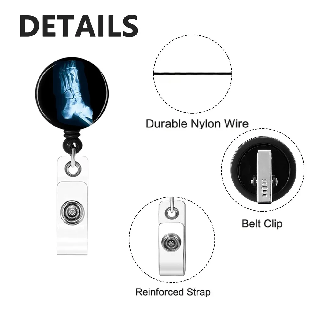 Plastic Metal Badge Reel Blue Belt Clip Badge Holder Retractable Badge Reel Drop Resistant For Work IDs Orthopedic Staff Daily