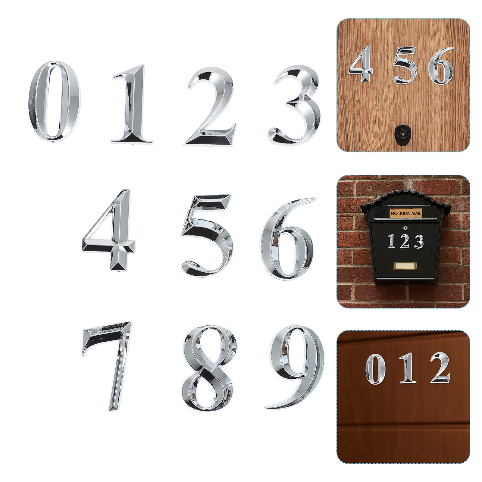 

10pcs Digital Signage ABS Plastic Lightweight Waterproof Modern Plaque Hotel Door Address Number Street Mailbox Decorative Wall
