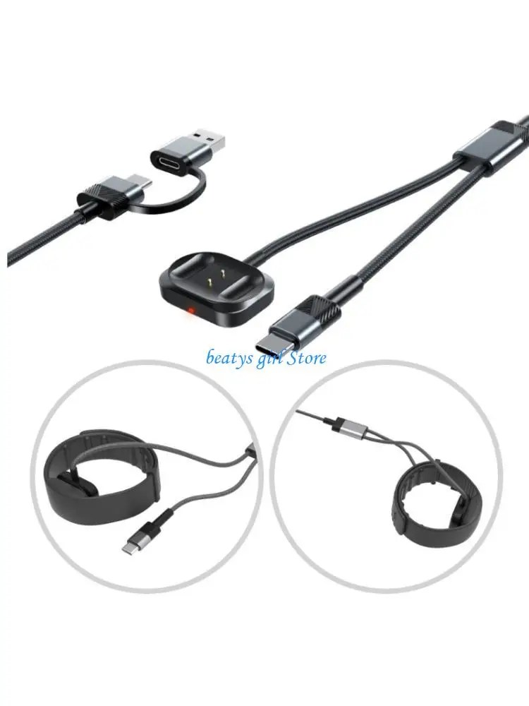 C7AB Backup Power Cord for Glasses Charging Case, 120cm Type C Cable with USB Adapter for Office Desk Carry and Travel Backup