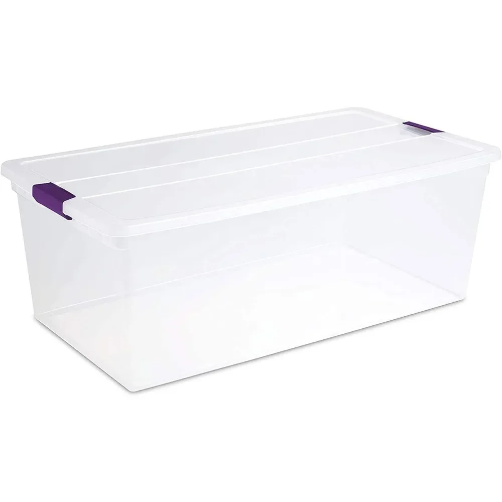 110 Qt  Latch Storage Box, Stackable Bin with Latching Lid, Plastic Container Organize Clothes in Closet,  12-Pack