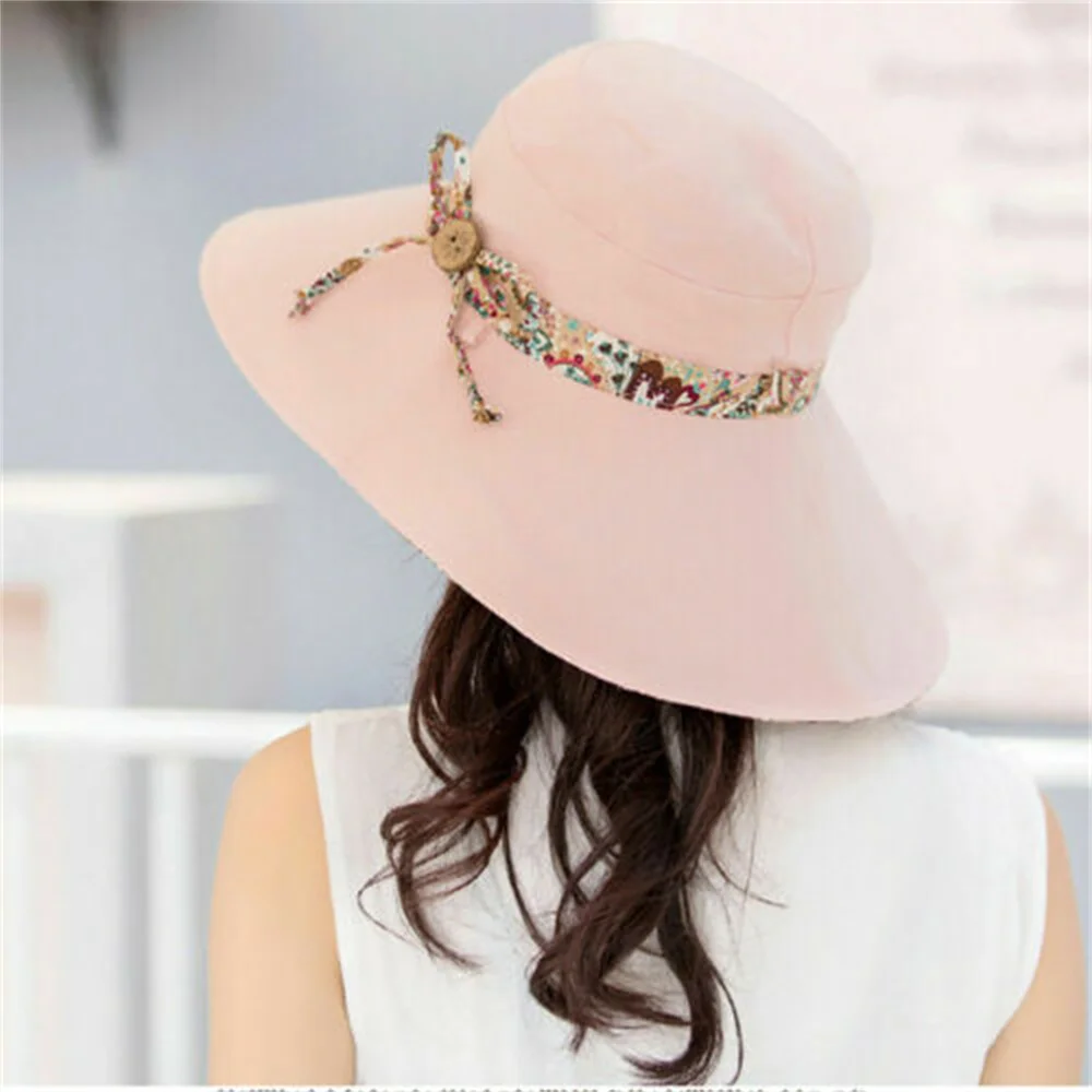 Fashion Women Summer Wide Brim Hat Holiday Travel Beach Sun Hats Bowknot Folding Straw Hat Lady Outdoor Floppy Caps Panama Hats