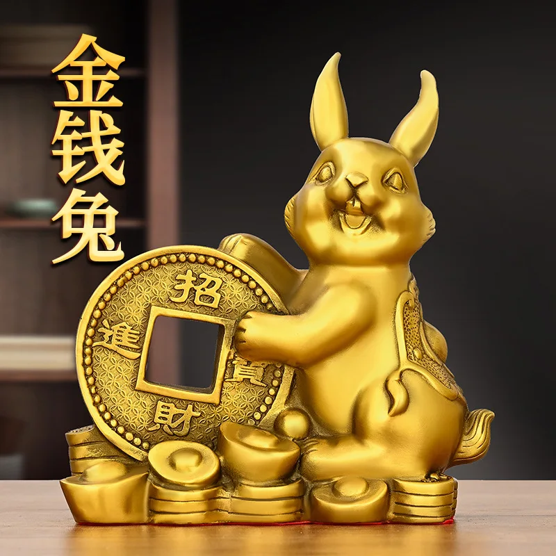 Copper Rabbit Decoration Home Living Room Study Decorations Chinese Zodiac Sign of Rabbit Purse Rabbit Mascot Crafts Copper Rabb