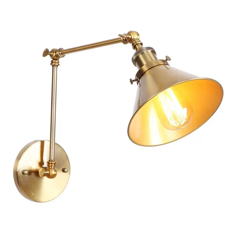 

American Loft Retro Industrial Sle Simple Wall Lamp Corridor Balcony Bathroom Bedside Golden LED Wall Light