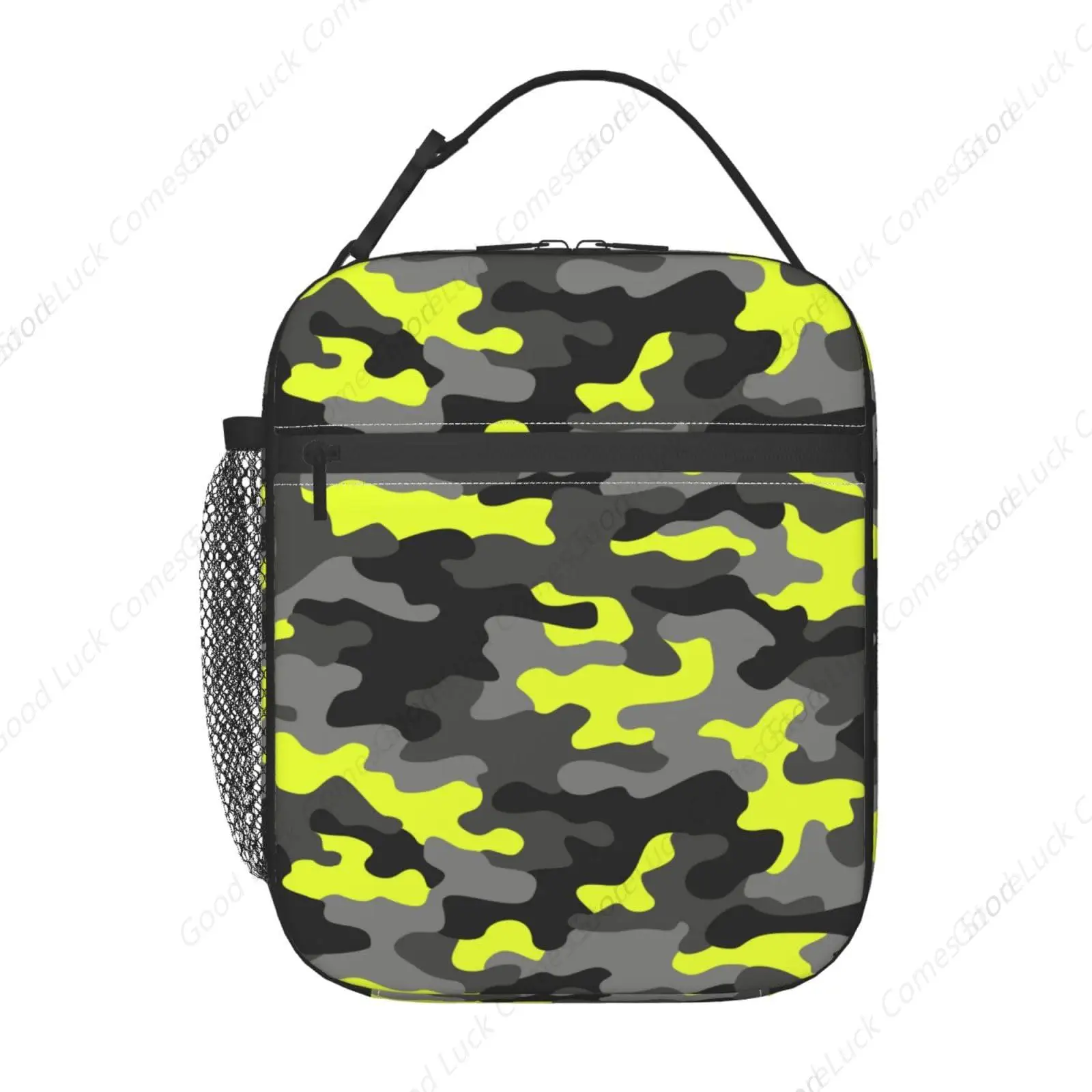 Lemon Green Camouflage Lunch Bag Lunch Box Insulated Meal Bag Food Container for School Work Picnic Travel