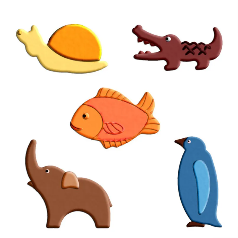 

Мультяшные животные улитки, слоны, Пингвины, рыба, крокодил печенье формы, украшение торта режущие инструменты пластиковые 3D белые