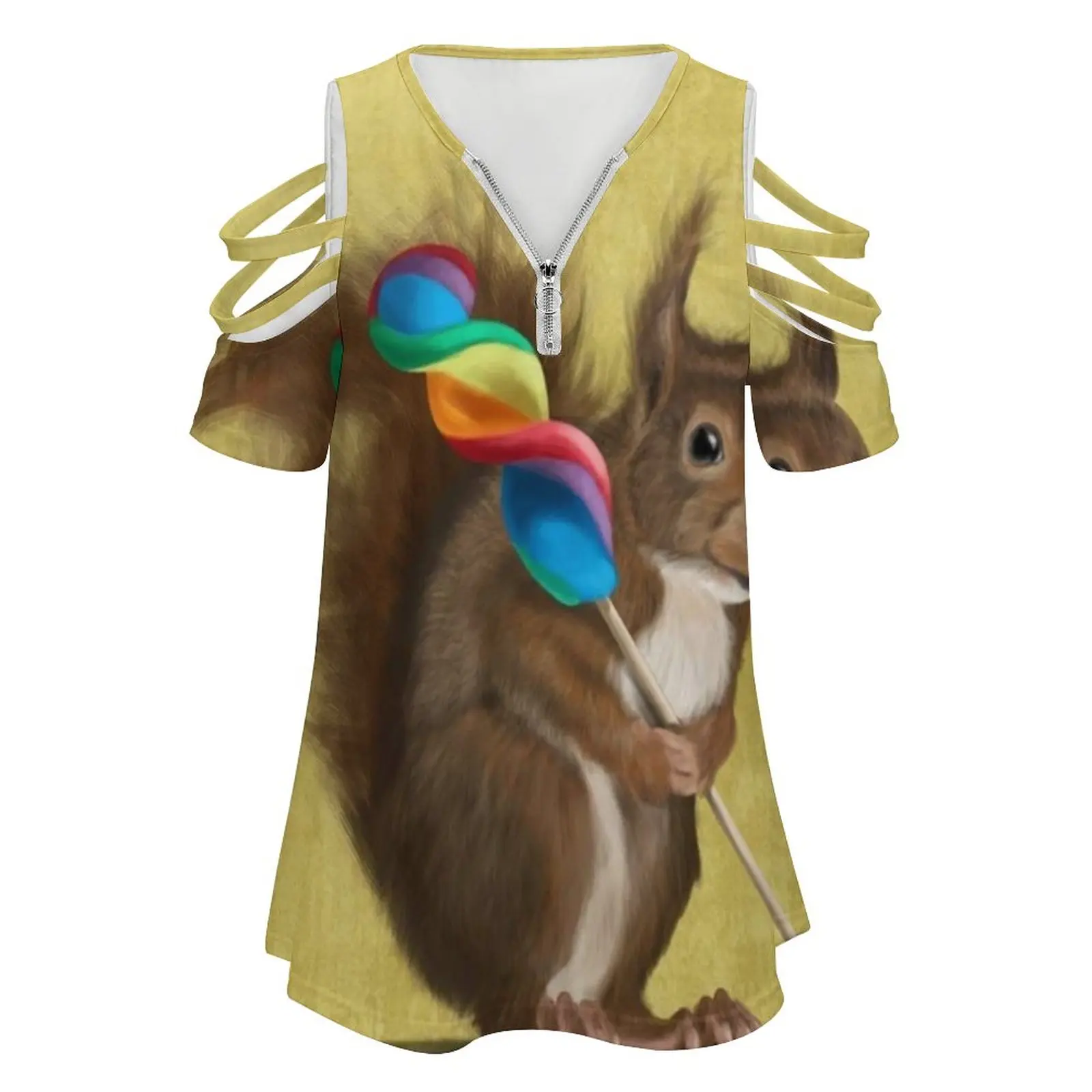 Squirrel With Lollipop Woman's T-Shirt Spring And Summer Printed T Shirts Various styles T-shirts Squirrel Art Squirrel