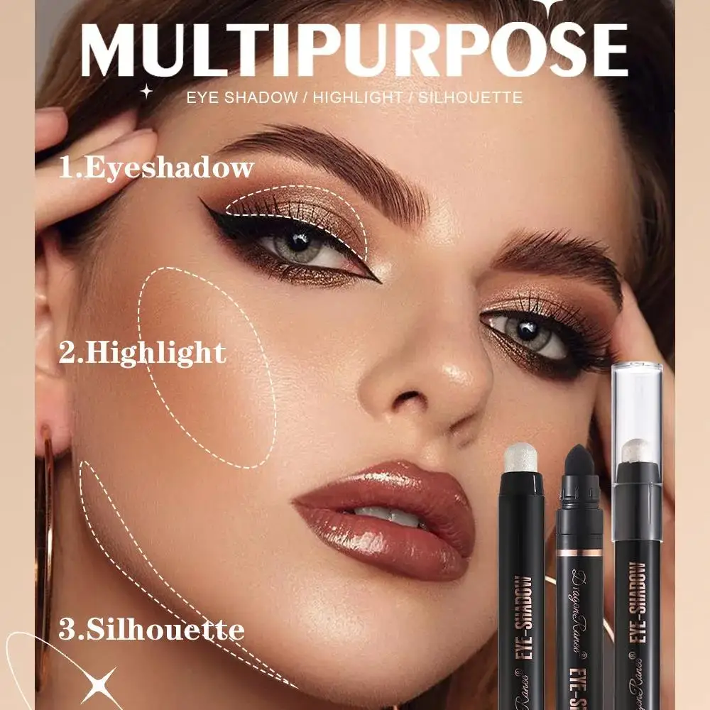 Dubbele kop waterdichte oogschaduw potlood glitter metallic blauw groen parelmoer pigment witte markeerstift oogmake-up stick