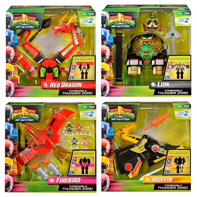 Игрушки Playmates Power Rangers, 2-й сезон: Зорд-Гром, Зорд-Лев, Зорд-Гриффин, Зорд-Огненная Птица, Зорд-Гром. Модели-трансформеры. Подарки.