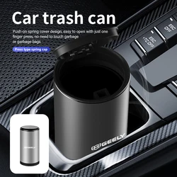 Car Trash Can Ashtray Storage Box Alloy Organizer Garbage Bin For Geely Tugella Atlas Pro Coolray Geometry C Emgrand ec7