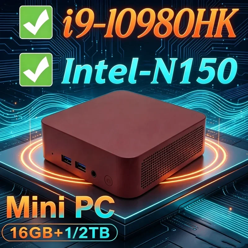 HOT Intel Core I9‑10980HK/N150 Mini PC Windows 11 Graphics Pocket Computer 16GB RAM 2TB SSD Desktop Gaming Robust Output