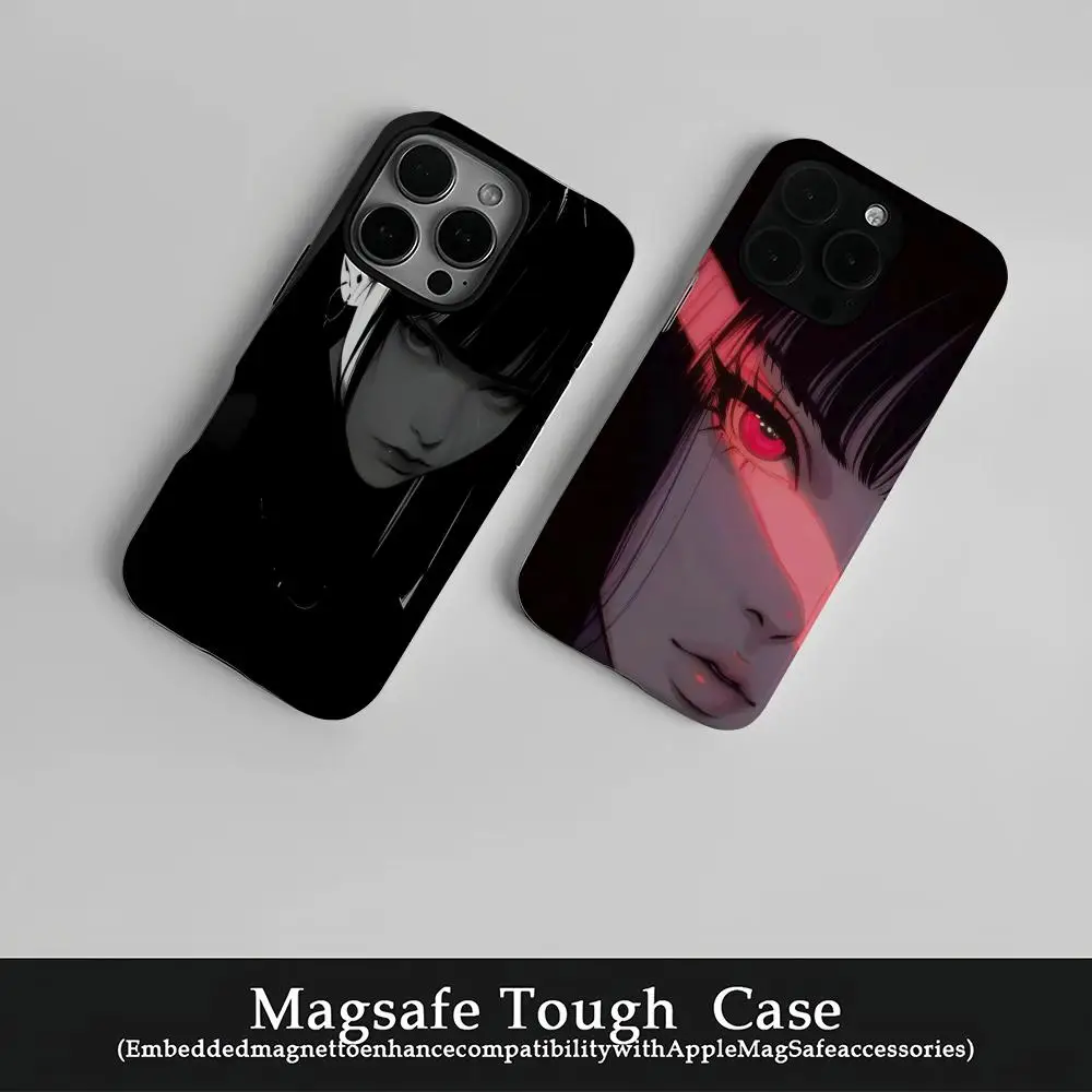 

Anime Dark Girl Mask Phone Case Film Korean INS For IPhone 16 15 14 13 12 11 Pro Max Plus Luxury Magnetic Double-layer Cover