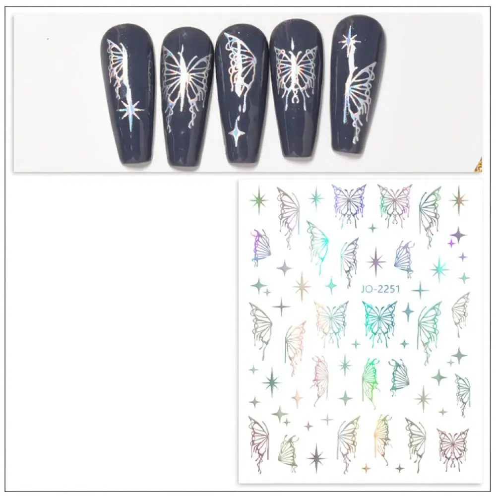 Butterfly Design Nail Stickers Aurora Laser Foil Decals Professional Manicure Art Tools For Nail Decoration