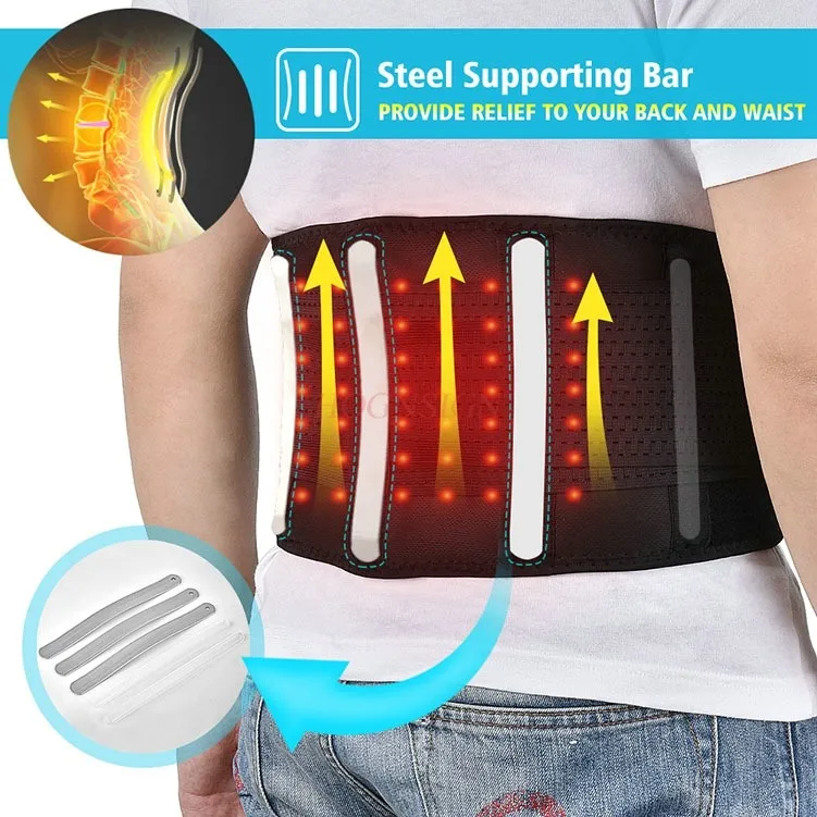 Far Infrared Heat Therapy Waist Massager Back Belt Herniated Disc Scoliosis Back Pain Relief Spine Lumbar  Massager