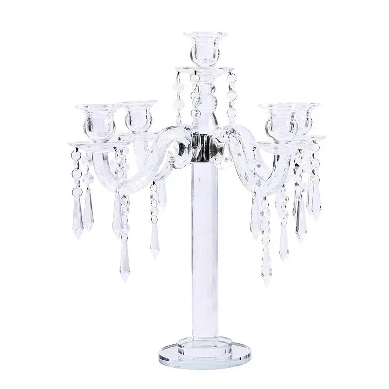 

Wedding Candlestick Ornaments Crystal Glass Candle Holders European Home Decoration Light Luxury Dining Table Candle Decoration