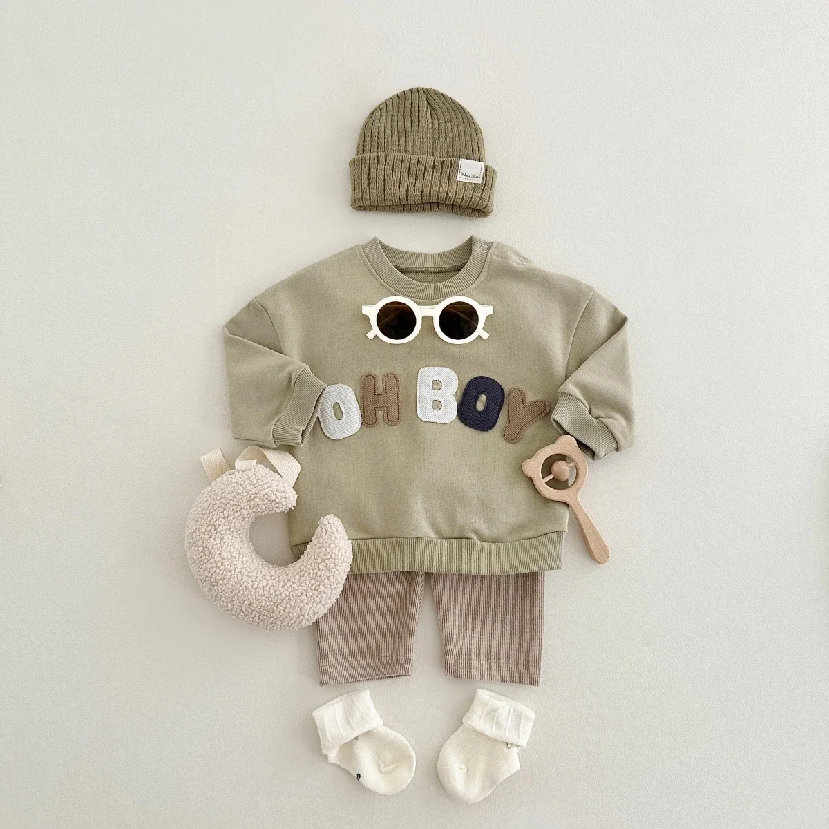 Spring Autumn Newborn Baby Boy Girl Clothes Set Letter Pattern Long Sleeves Top+Pants 2PCS Kids Suit 0-4 Year Children