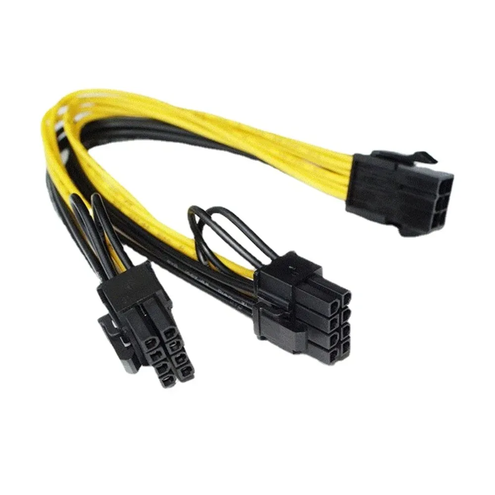 PCI-E 6Pin to Dual 8Pin (6+2 Pin) Power Splitter Cable PCIe GPU 6Pin to 8Pin Power Supply Extension Cord for Graphics Card