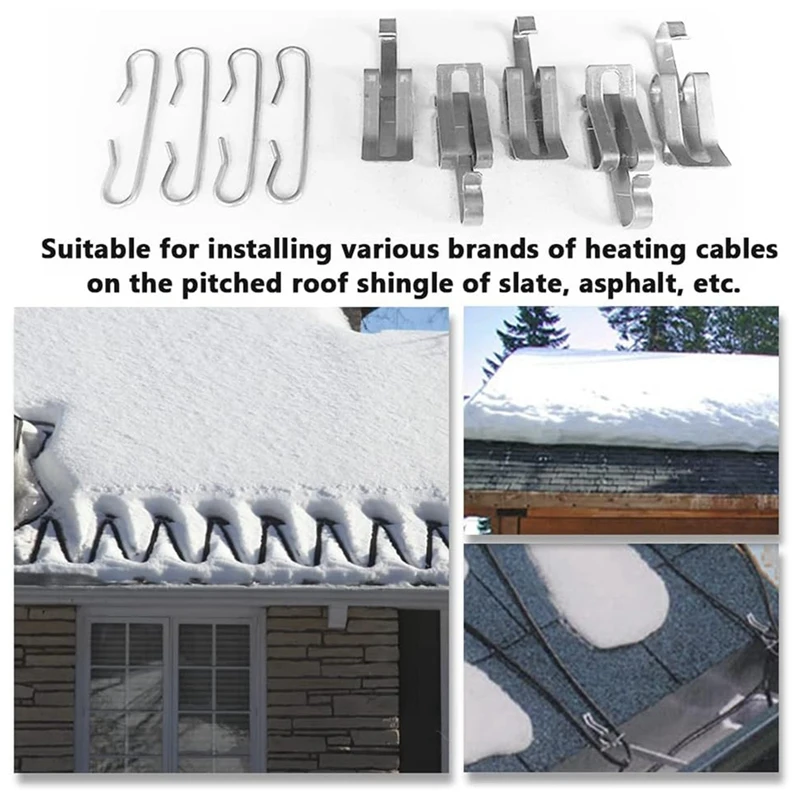 Spare Parts Roof De-Icing Heat Cable Clips And Spacers Kits, Gutter Pipe Ice Melt Insulation Support For Melting Snow(38+32 Pcs)