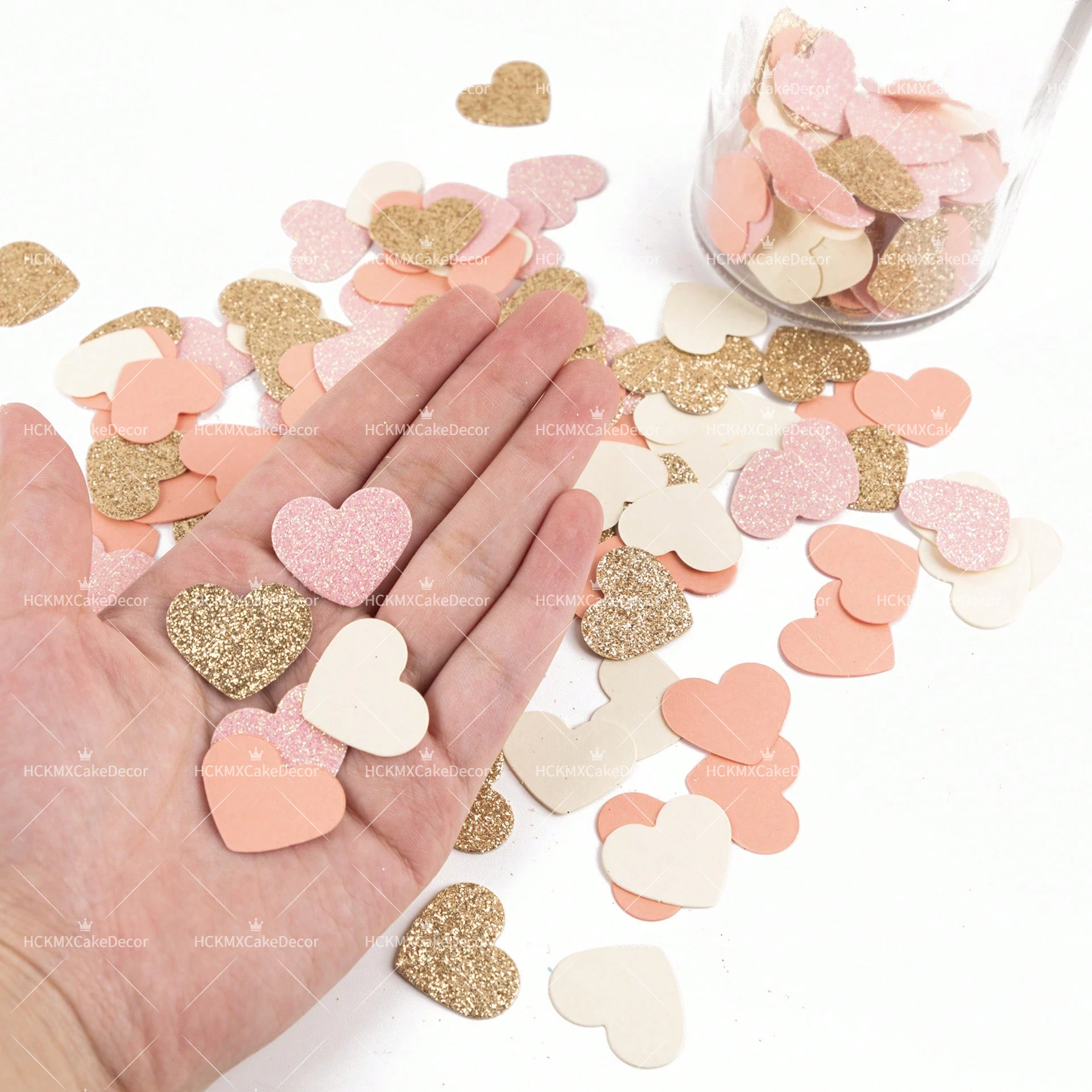 100 Stück Glitzer-Herzen Gemischte Weiße Herzen Tischkonfetti für Hochzeit Braut Valentinstag Geburtstag Party Tischdekoration – Detail 2