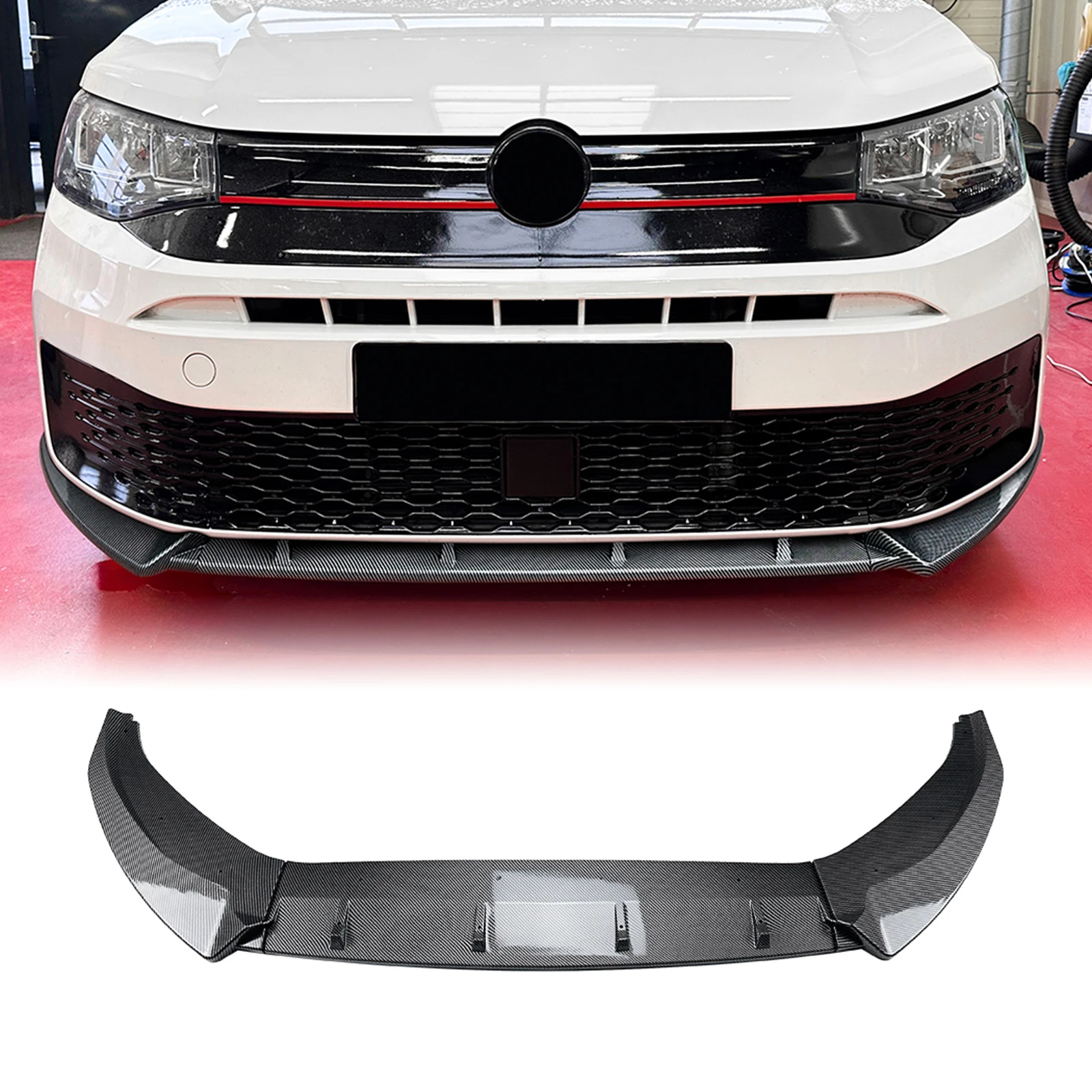 Car Front Bumper Spoiler Lip Lower Blade Splitter For Volkswagen VW Caddy MK4 2020 2021 2022 2023 2024 Under Lips Protection Kit view 2