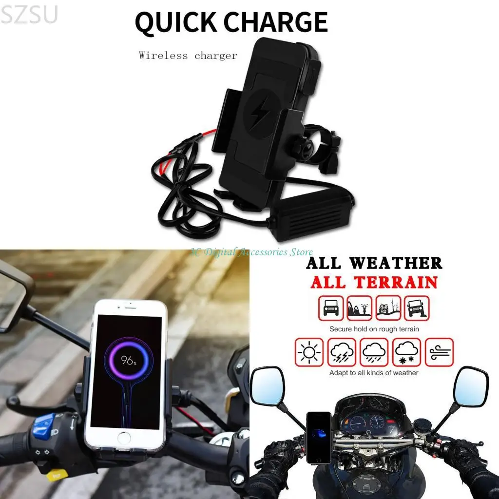 

SZSU Motorcycle Scooter Stand for 4.5-7'' Cellphone Anti-Slip Bracket Phone Cradle Wireless Charging Holder Base Bracket